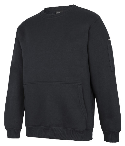 6CCF JB’s 350 Premium Trade Crew Neck Fleece, Black/Black, Sizes 2XS to 5XL