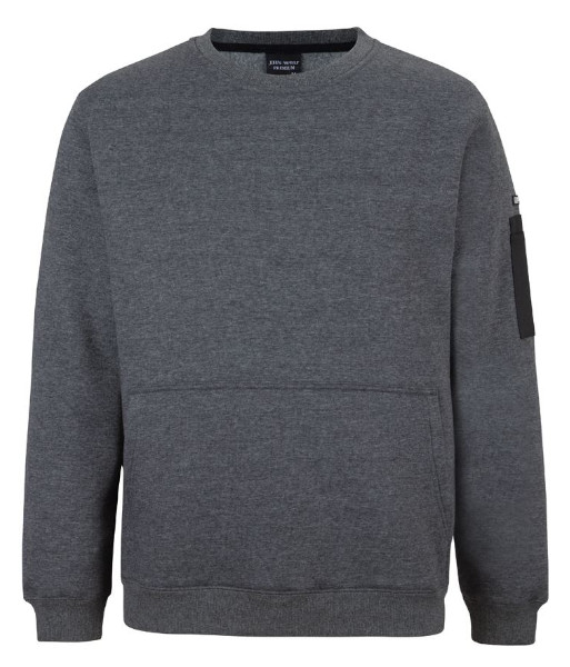 6CCF JB’s 350 Premium Trade Crew Neck Fleece, Charcoal Marle/Black, Sizes 2XS to 5XL
