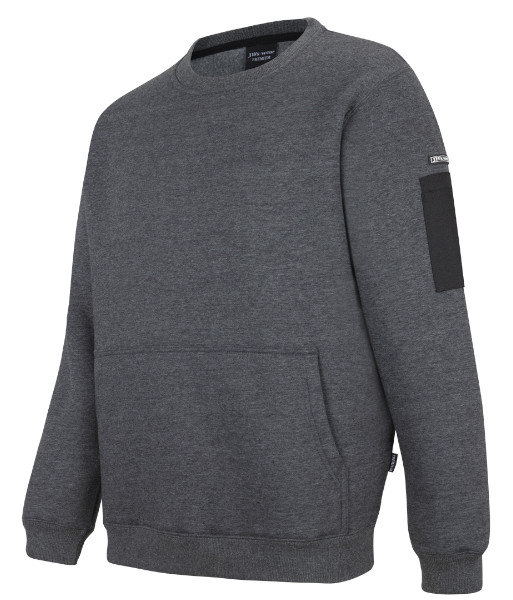 6CCF JB’s 350 Premium Trade Crew Neck Fleece, Charcoal Marle/Black, Sizes 2XS to 5XL