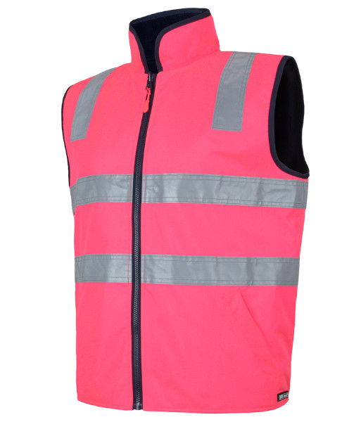 6D4RV JB’s Hi Vis Day/Night Reversible Vest, Pink/Navy, Sizes 2XS to 5XL