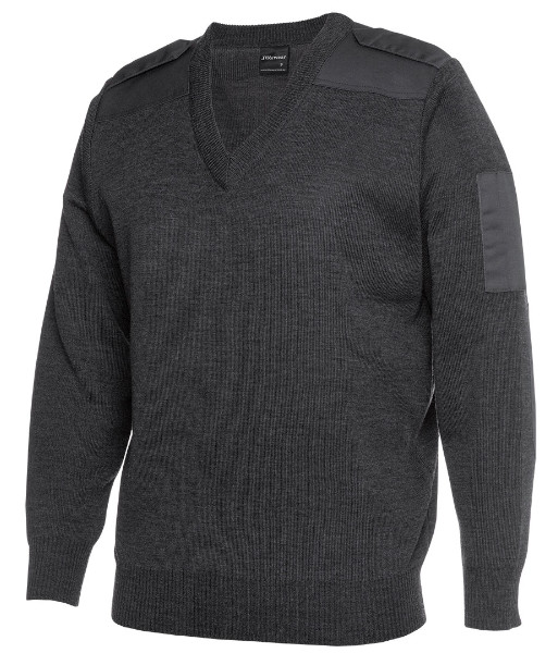 6EJ JB’s Knitted Epaulette Jumper, Charcoal, Sizes S to 6XL/7XL