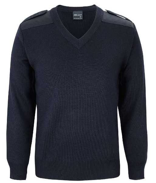 6EJ JB’s Knitted Epaulette Jumper, Navy, Sizes XS to 6XL/7XL