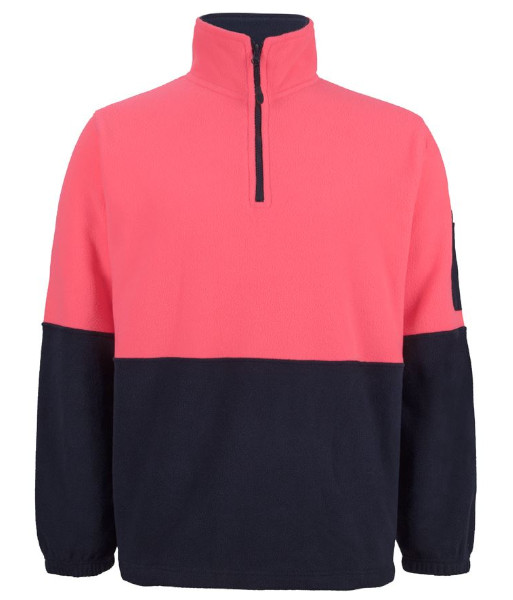 6HVPF JB’s Hi-Vis Day Only Half Zip Polar Fleece, Pink/Navy, Sizes S to 5XL