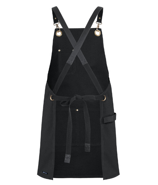 5ACBP JB’s Brass Eyelet Canvas Apron with PU Strap, Black/Black