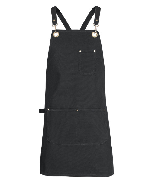 5ACBP JB’s Brass Eyelet Canvas Apron with PU Strap, Black/Black
