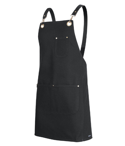 5ACBP JB’s Brass Eyelet Canvas Apron with PU Strap, Black/Black