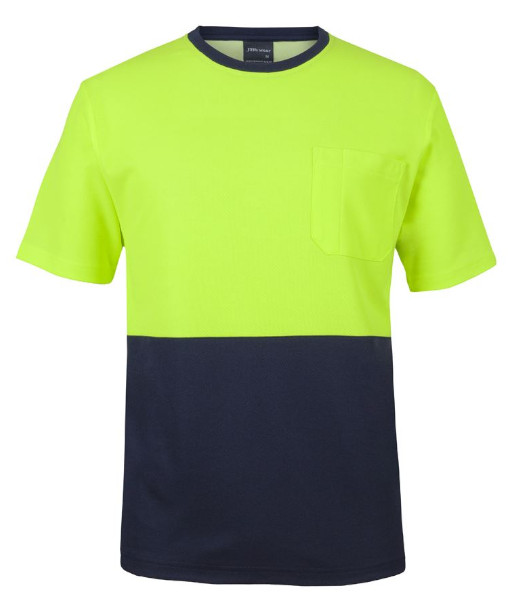 6HCBT JB’s Hi-Vis Day Only Cotton Back T-Shirt, Lime/Navy, Sizes 2XS to 5XL
