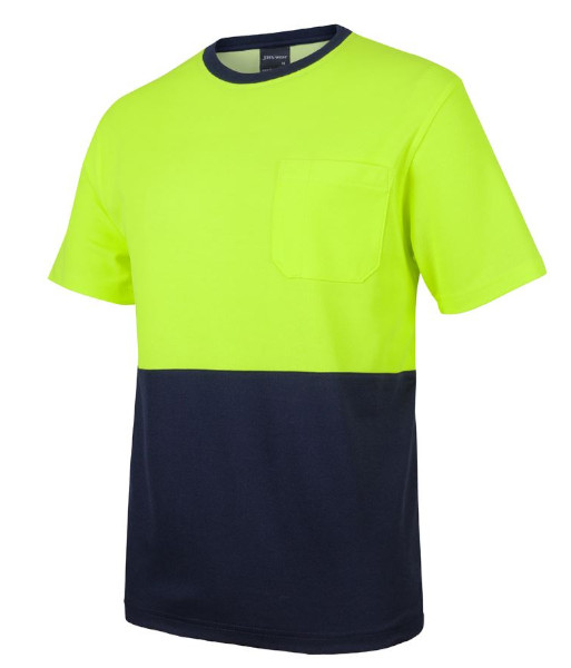 6HCBT JB’s Hi-Vis Day Only Cotton Back T-Shirt, Lime/Navy, Sizes 2XS to 5XL