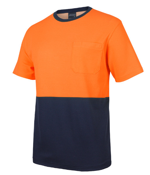 6HCBT JB’s Hi-Vis Day Only Cotton Back T-Shirt, Orange/Navy, Sizes 2XS to 5XL