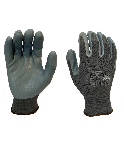 621012 Safe-T-Tec Extra Flex Foam, Foam Nitrile Palm Coated Gloves, Sizes S to 2XL (sold per 12 pairs)