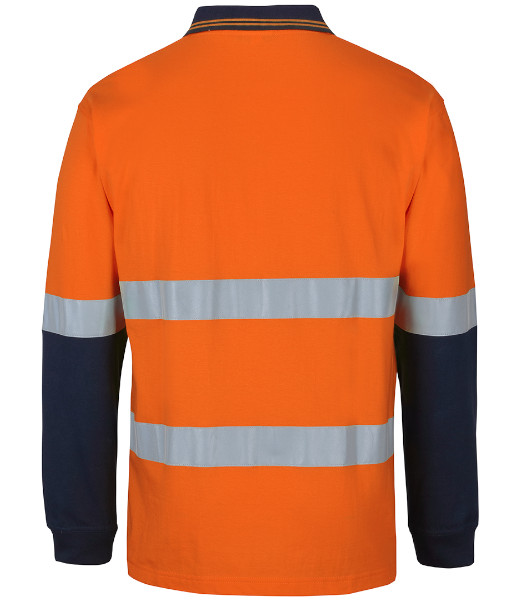 6DCPL JB’s Hi Vis Day/Night Long Sleeve Cotton Polo, Orange/Navy, Sizes 2XS to 5XL