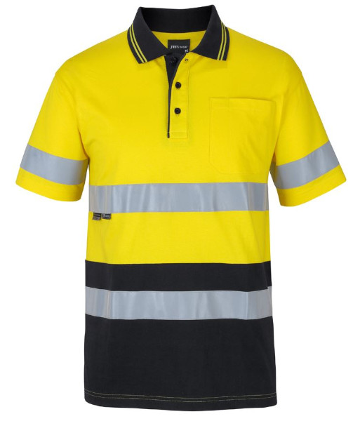 6DCPS JB’s Hi Vis Day/Night Short Sleeve Cotton Polo, Yellow/Black, Sizes 2XS to 5XL