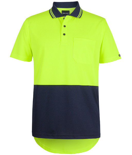 6HDS JB’s Hi Vis Day Only Short Sleeve Drop Tail Polo, Lime/Navy, Sizes 2XS to 5XL