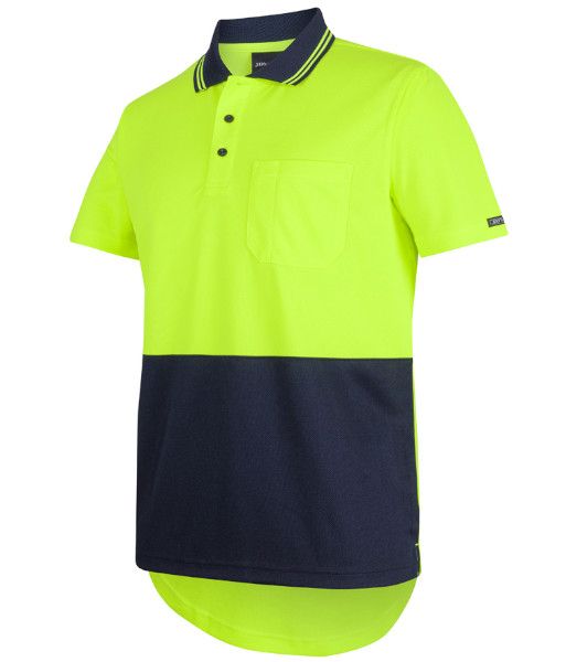 6HDS JB’s Hi Vis Day Only Short Sleeve Drop Tail Polo, Lime/Navy, Sizes 2XS to 5XL