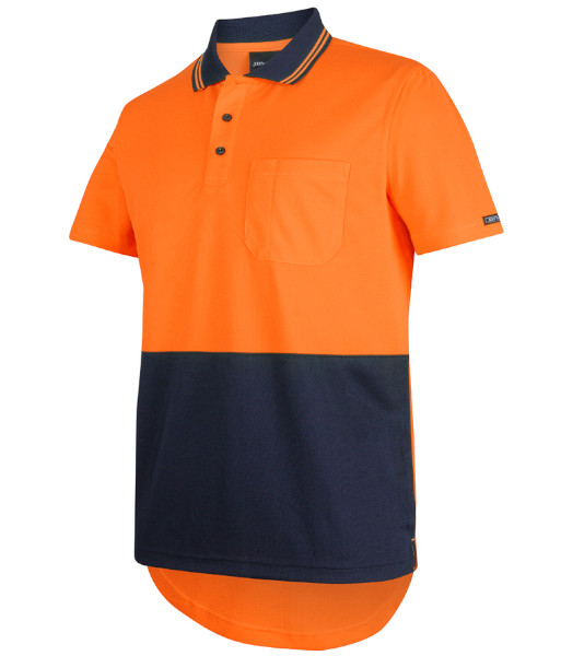 6HDS JB’s Hi Vis Day Only Short Sleeve Drop Tail Polo, Orange/Navy, Sizes 2XS to 5XL