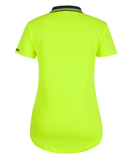 6HDS1 JB’s Ladies Hi Vis Day Only Short Sleeve Drop Tail Polo, Lime/Navy, Sizes 8 to 24