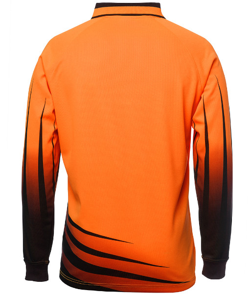 6HVRL JB’s Hi Vis Day Only Long Sleeve Rippa Sub Polo, Orange/Black, Sizes XS to 5XL