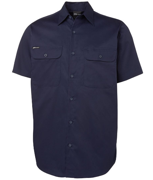 6WSLS JB’s Short Sleeve 150gsm Cotton Work Shirt, Navy, Sizes 2XS to 5XL