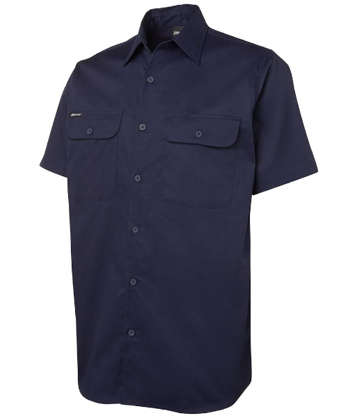 6WSLS JB’s Short Sleeve 150gsm Cotton Work Shirt, Navy, Sizes 2XS to 5XL