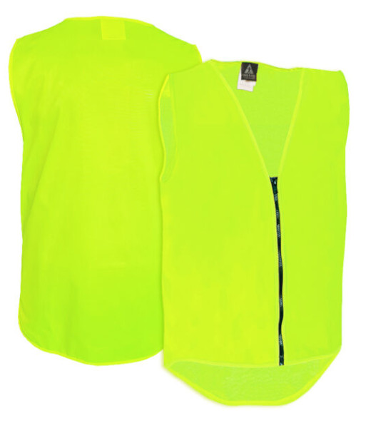 801029 Safe-T-Tec Day Only Zipped Vest (No Pockets), Yellow, Sizes S to 8XL