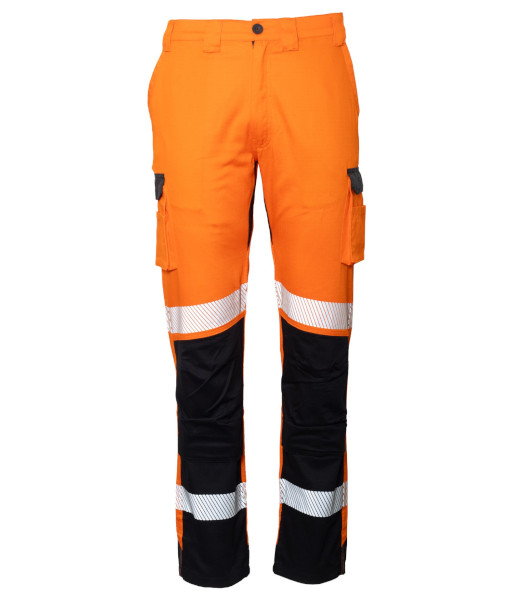 801258 Esko Reflective RIPSTOP 220gsm Cotton Cargo Trousers, Orange/Black, Sizes 77 to 127