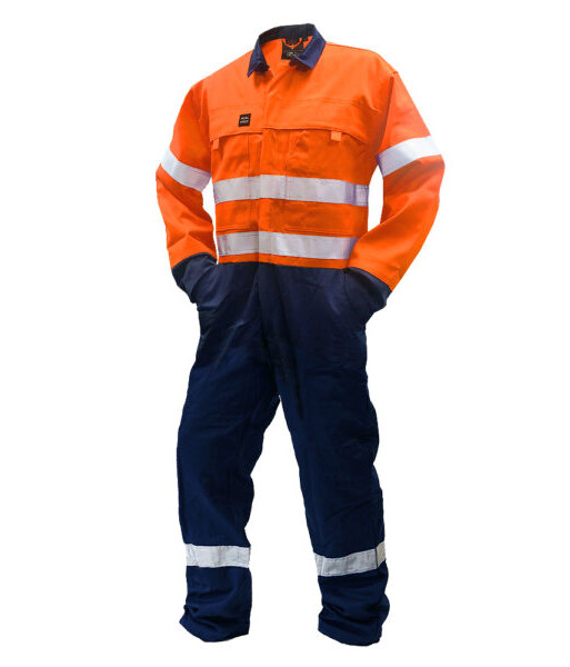 850031 Safe-T-Tec Flame Retardant 11cal Day/Night 240gsm Overalls, Orange/Navy, Sizes 4 to 16