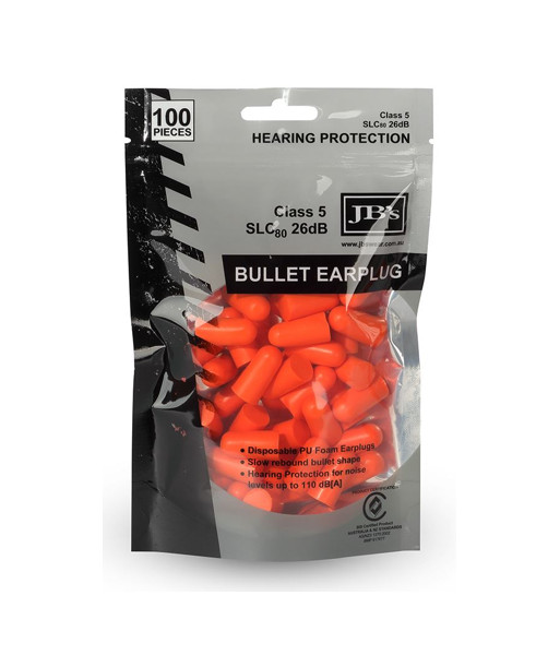 8P040 JB’s Uncorded Bullet Shaped Earplugs, Pack of 100