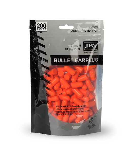 8P045 JB’s Uncorded Bullet Shaped Earplugs, Pack of 200