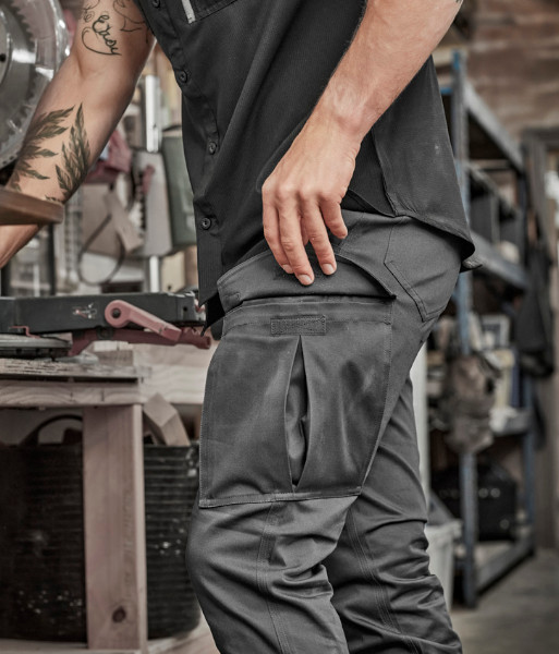 ZP230 Syzmik Mens Essential Stretch Cargo Pant, Charcoal, Sizes 72R to 132R