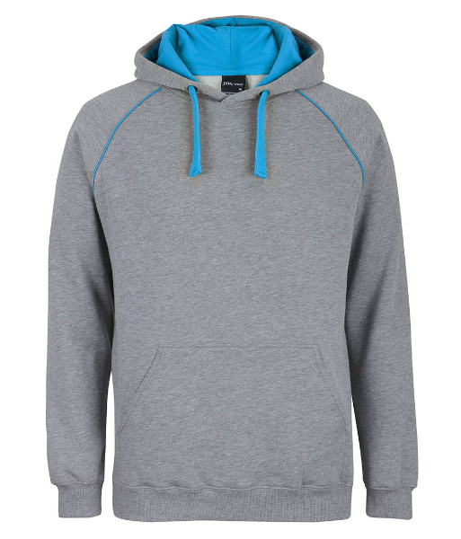 3CFH JB’s Adults Contrast Fleecy Hoodie, 13% Marle/Aqua, Sizes S to 5XL
