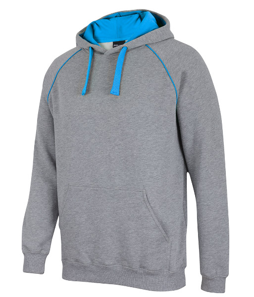 3CFH JB’s Adults Contrast Fleecy Hoodie, 13% Marle/Aqua, Sizes S to 5XL