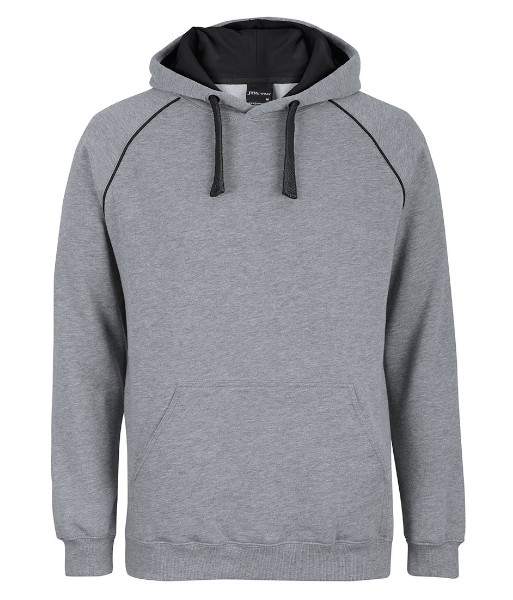 3CFH JB’s Adults Contrast Fleecy Hoodie, 13% Marle/Black, Sizes S to 5XL