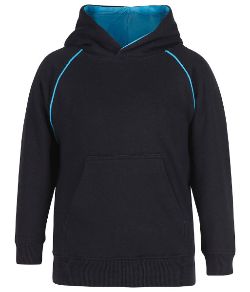3CFH JB’s Kids Contrast Fleecy Hoodie, Black/Aqua, Sizes 4 to 14