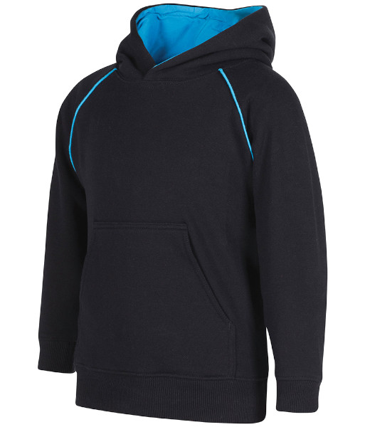 3CFH JB’s Kids Contrast Fleecy Hoodie, Black/Aqua, Sizes 4 to 14