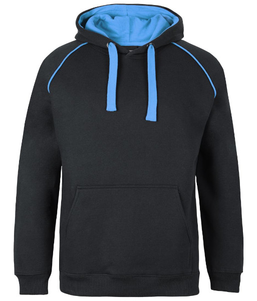 3CFH JB’s Adults Contrast Fleecy Hoodie, Black/Aqua, Sizes S to 5XL