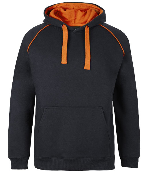 3CFH JB’s Adults Contrast Fleecy Hoodie, Black/Orange, Sizes S to 5XL