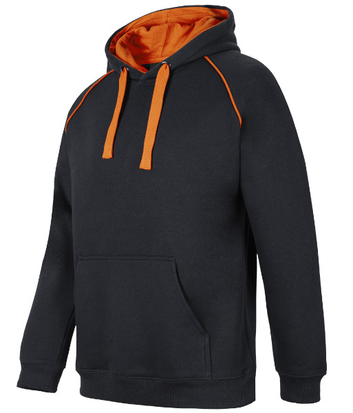 3CFH JB’s Adults Contrast Fleecy Hoodie, Black/Orange, Sizes S to 5XL