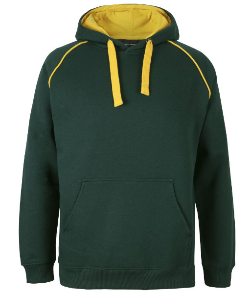 3CFH JB’s Adults Contrast Fleecy Hoodie, Bottle/Gold, Sizes S to 5XL