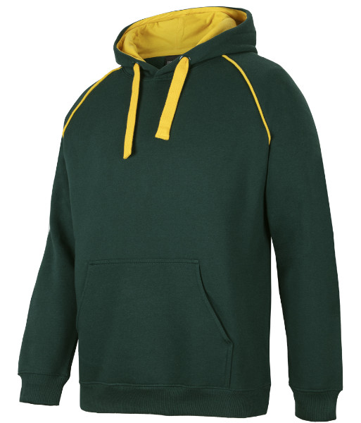 3CFH JB’s Adults Contrast Fleecy Hoodie, Bottle/Gold, Sizes S to 5XL
