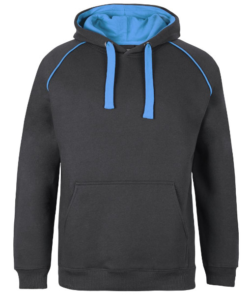 3CFH JB’s Adults Contrast Fleecy Hoodie, Gunmetal/Aqua, Sizes S to 5XL