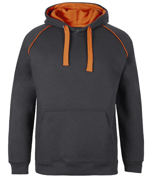 3CFH JB’s Adults Contrast Fleecy Hoodie, Gunmetal/Orange, Sizes S to 5XL
