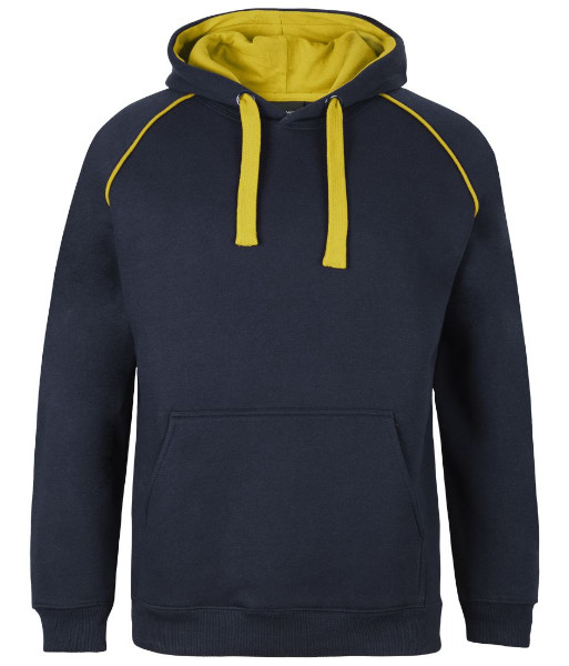 3CFH JB’s Adults Contrast Fleecy Hoodie, Navy/Gold, Sizes S to 5XL