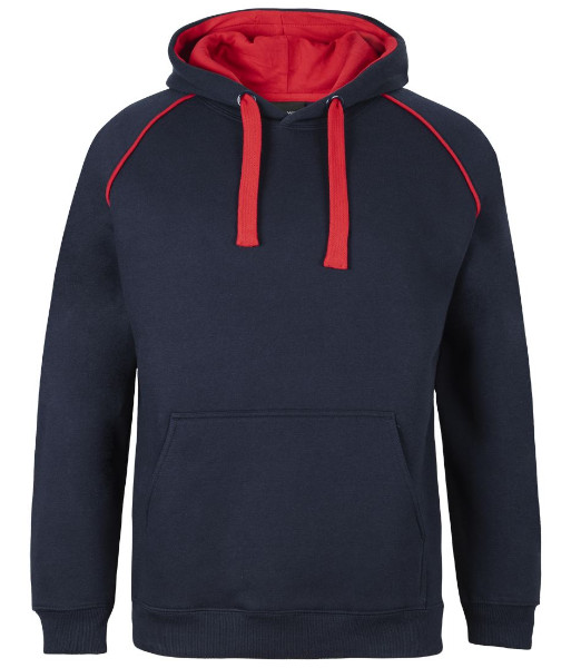3CFH JB’s Adults Contrast Fleecy Hoodie, Navy/Red, Sizes S to 5XL