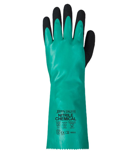 8R033 JB’s Type A Nitrile Chemical Gloves, Sizes M to 2XL