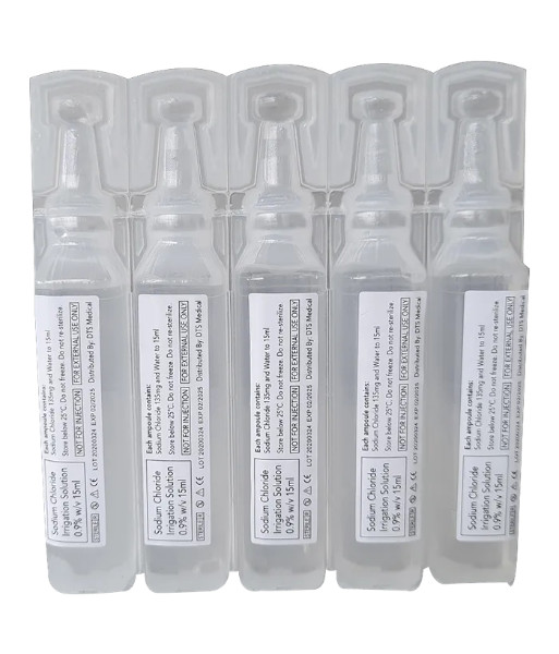 SAL15ML First Aid Sodium Chloride Irrigation Solution, Saline Ampoule 15ml, Single