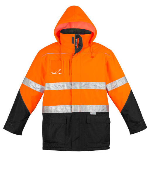 ZJ350 Syzmik Mens Hi Vis Day/Night Storm Jacket, Orange/Black, Sizes 2XS to 7XL