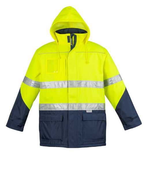 ZJ350 Syzmik Mens Hi Vis Day/Night Storm Jacket, Yellow/Navy, Sizes 2XS to 7XL