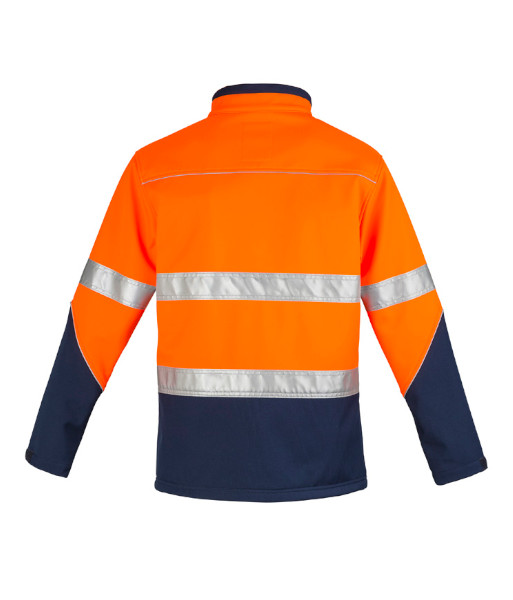 ZJ353 Syzmik Unisex Hi Vis Day/Night Softshell Jacket, Orange/Navy, Sizes 2XS to 5XL
