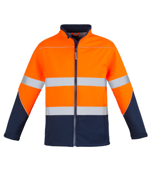 ZJ353 Syzmik Unisex Hi Vis Day/Night Softshell Jacket, Orange/Navy, Sizes 2XS to 5XL