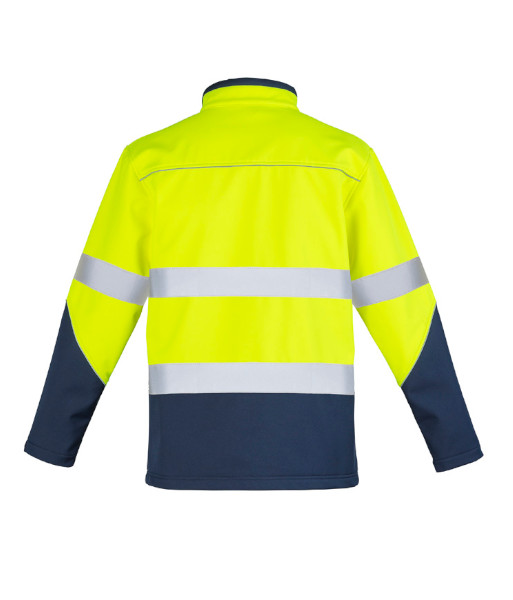 ZJ353 Syzmik Unisex Hi Vis Day/Night Softshell Jacket, Yellow/Navy, Sizes 2XS to 5XL